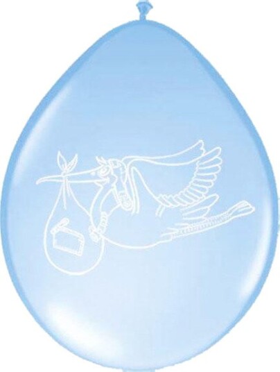 Folat Ballonger med Stork 30 cm Lyseblå 8 stk
