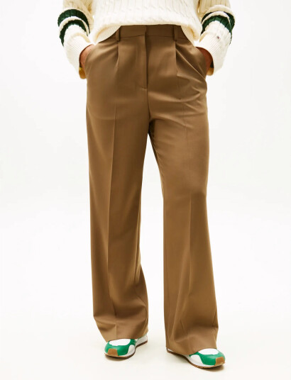 Tommy Hilfiger Timeless Wool Wide Leg Pant - Brown - 34