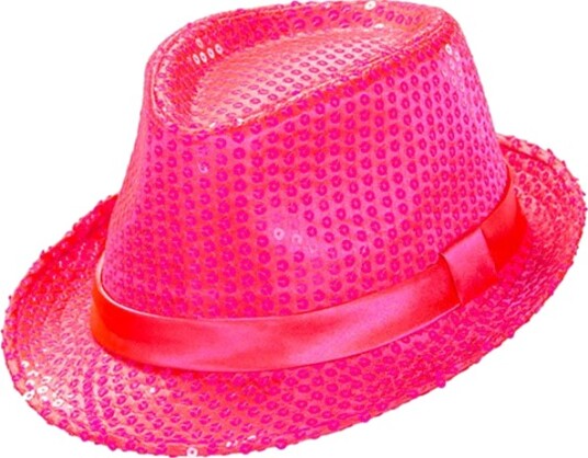 Widmann Neon Rosa Fedorahatt med Paljetter