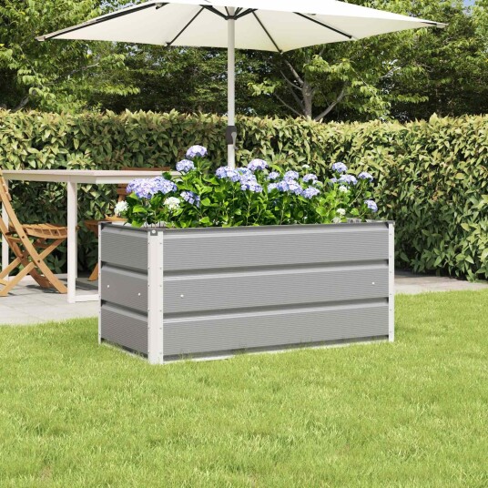 vidaXL Plantekassed Lysegrå 100 x 50 x 45 cm Galvanisert Stål