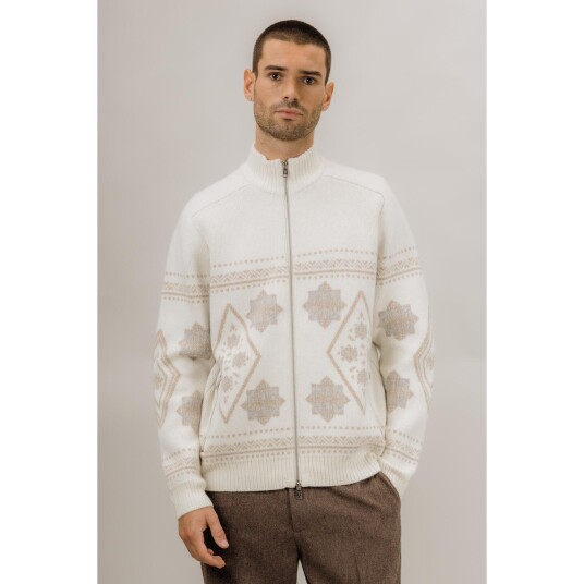 Herbie Cardigan Cream S Chunky merino pattern cardigan