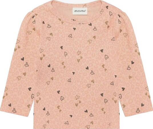 Minymo T-Shirt Ls Aop Rib CAMEO ROSE 62