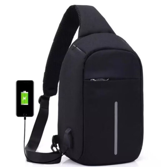 Anti-Tyveri Skulderremveske med USB-lader - Svart Anti-Tyveri Skulderremveske med USB-lader - Svart