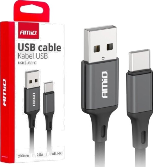 Usb-Kabel Amio Usb-A Til Usb-C 2 M Svart