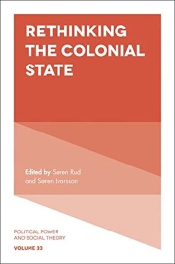 Rethinking The Colonial State Rethinking The Colonial State