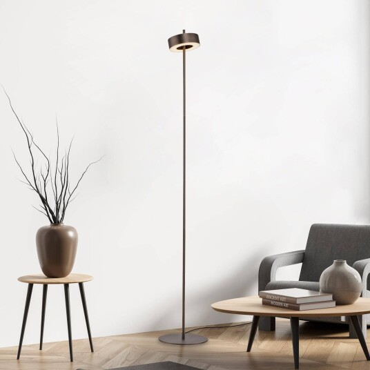 Q Smart Home Paul Neuhaus LED gulvlampe Q Rotate mørkebrun 140 cm Q Rotate dimbar Brun / rust Stue / spisestue Aluminium Moderne