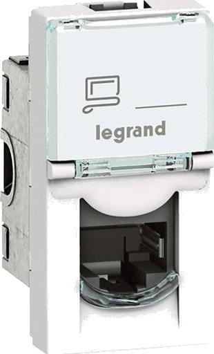 Legrand Mosaic Lcs² Påknipsbar Mulighetsmodulfrontplate Cat 6 Utp Rj-45 Hvit Ral 9003