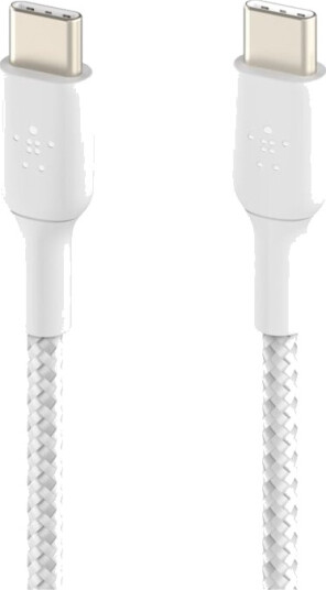 Belkin BoostCharge USB-C til USB-C flettet kabel 15 cm (hvit)