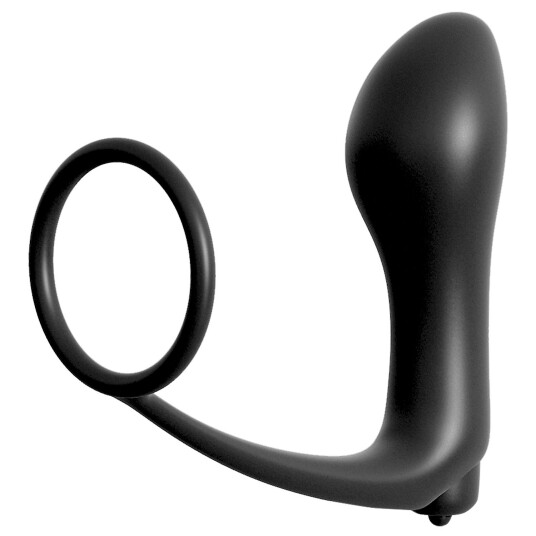 Anal Fantasy Ass-Gasm Penisring med Vibrerende Analplugg     - Svart
