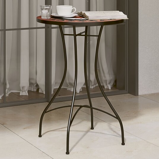  Bistrobord med mosaikk terrakotta og hvit Ø50x70 cm keramikk 4003401