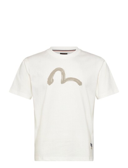 Evisu Hand Brush Seagull Printed Ss Tee Cream S Evisu Hand Brush Seagull Printed Ss Tee Cream S