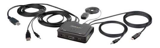 Startech.Com 2-Port Hybrid Usb-C Hdmi Cable Kvm Switch, 4K 60Hz, Compact Kvm With 6Ft/1.8M Usb-A/Hdmi/Audio & 4Ft/1.2M Usb-C Integrated Host Cables, Bus Powered - Remote Push Button/Hotkey Switching (C2-H46-Uac-Cbl-Kvm) - Kvm / Lyd / Usb-Svitsj - Ko Startech.Com 2-Port Hybrid Usb-C Hdmi Cable Kvm Switch, 4K 60Hz, Compact Kvm With 6Ft/1.8M Usb-A/Hdmi/Audio & 4Ft/1.2M Usb-C Integrated Host Cables, Bus Powered - Remote Push Button/Hotkey Switching (C2-H46-Uac-Cbl-Kvm) - Kvm / Lyd / Usb-Svitsj - Ko