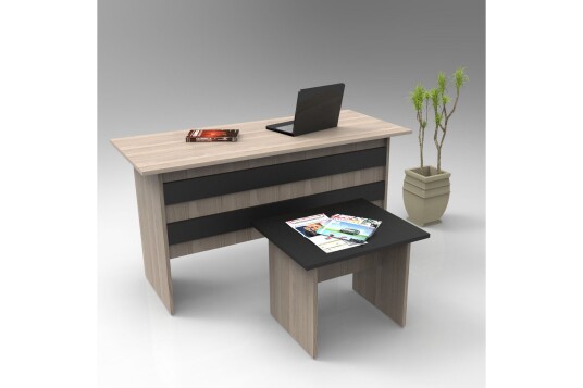 Skrivebord Wugao 140 cm med fotskammel Natur / Svart