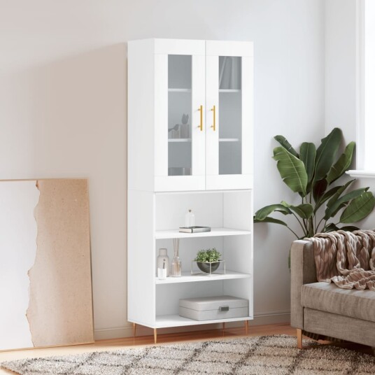 vidaXL Highboard hvit 69,5x34x180 cm konstruert tre 8720845481353