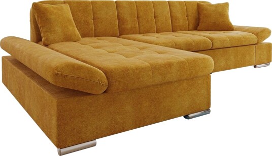 Vananda Sofa med Sjeselong 3 seter i Fløyel Gul Vananda Sofa med Sjeselong 3 seter i Fløyel Gul