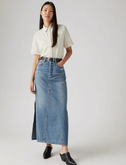 Levi"s® Iconic Long Skirt W/Slit Verif - Blue - 23