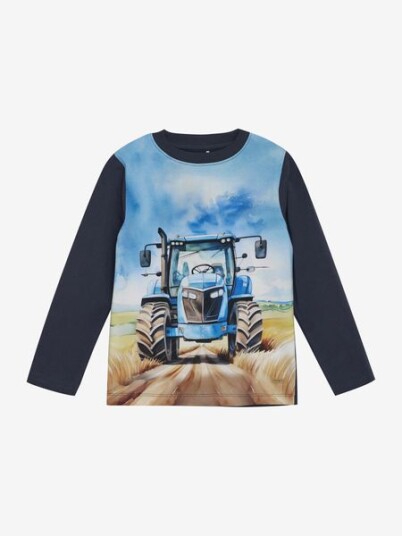 Minymo Traktor genser til barn blue nights 110