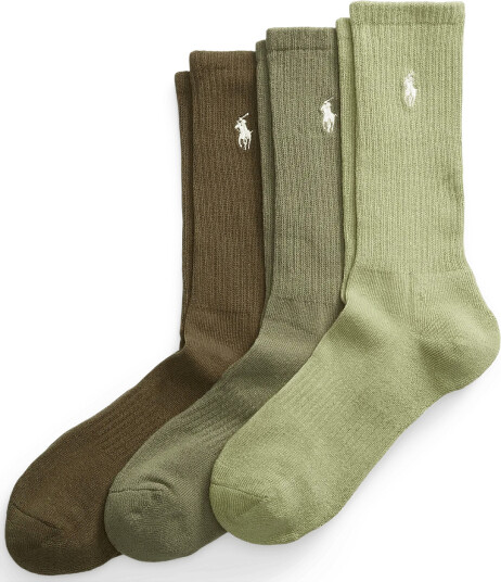 Polo Ralph Lauren Cotton Blend Crew Sock 3 Pack Khaki green ONE SIZE