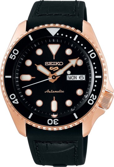 Seiko, 5 Sports Automatic herreklokke med sort silikonrem Seiko, 5 Sports Automatic herreklokke med sort silikonrem
