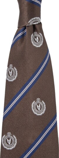 Rebeloup Reppstripe Crest Silk Tie Brun ONE SIZE