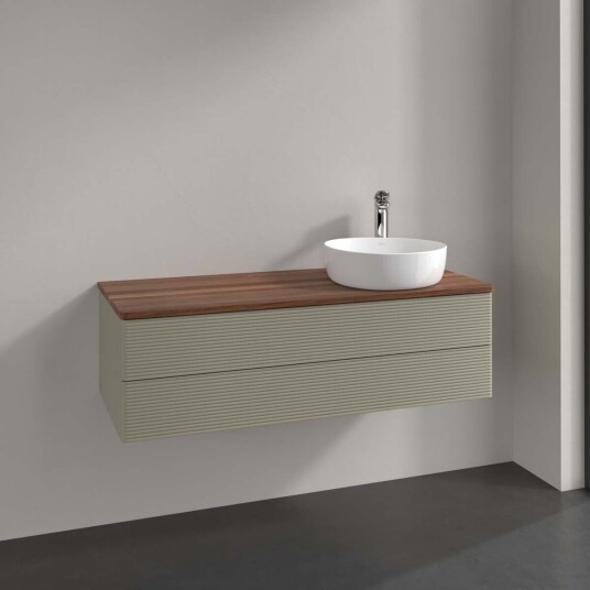 Villeroy & Boch Antao Servantskap med 2 skuffer 120x50x36 cm m/lys Steingrå/Valnøtt Villeroy & Boch Antao Servantskap med 2 skuffer 120x50x36 cm m/lys Steingrå/Valnøtt