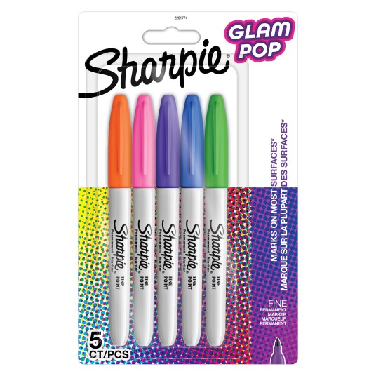 Sharpie Permanent Marker Fine Glam Pop 5-Blister 2201774 Sharpie Permanent Marker Fine Glam Pop 5-Blister 2201774