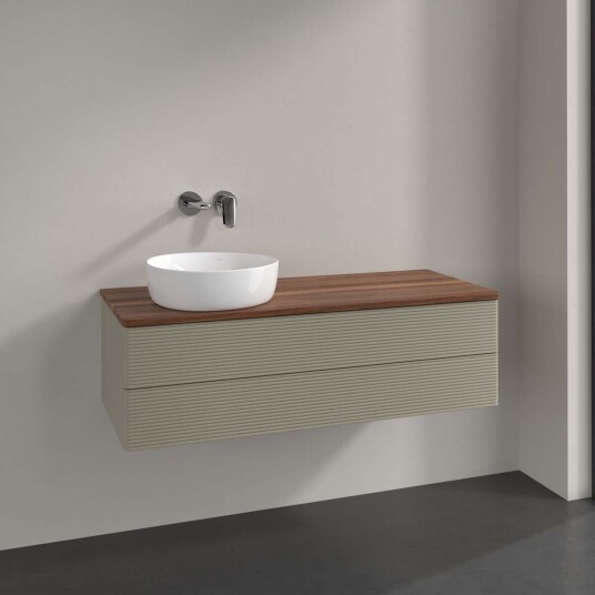 Villeroy & Boch Antao Servantskap med 2 skuffer 120x50x36 cm m/lys Steingrå/Valnøtt Villeroy & Boch Antao Servantskap med 2 skuffer 120x50x36 cm m/lys Steingrå/Valnøtt