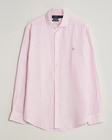 Polo Ralph Lauren Cotton/Linen Seersucker Shirt Pink/White