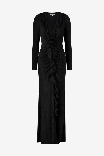 BubblerooMaxikjole Sparkling Low V neck Slit Gown Svart