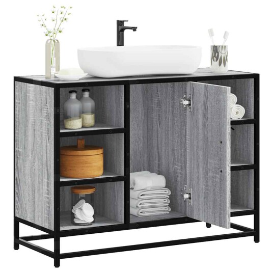 Servantskap grå sonoma 80x33x60 cm konstruert tre 8721102843518