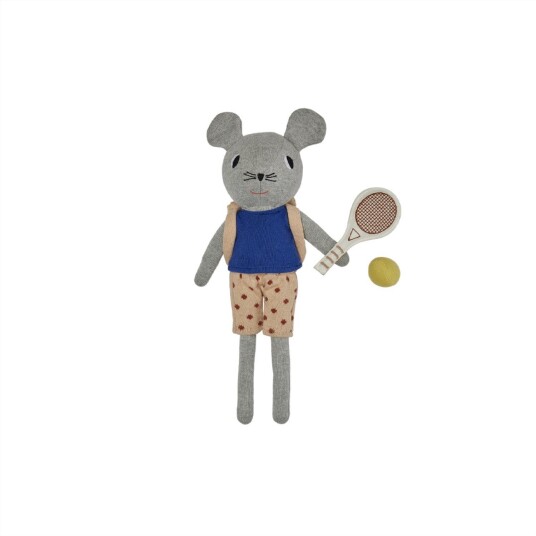 OYOY Light Grey Nuni Mouse Tennis dukke OYOY Light Grey Nuni Mouse Tennis dukke