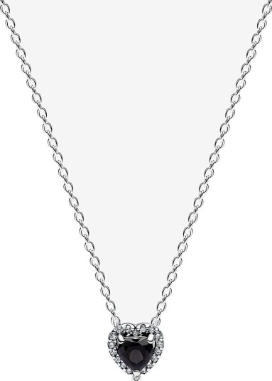 Pandora Heart Sterling Silver Collier With BLACK 45 cm