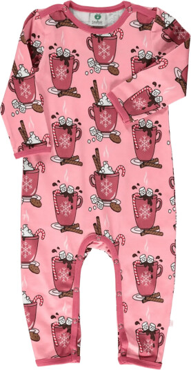 Småfolk Long Sleeved Baby Suit With Hot Chocolate Pink 98