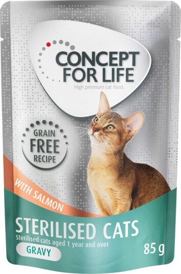 Concept For Life våtfôr Sterilised Cats Laks uten korn i saus 12 x 85 g