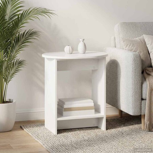 vidaXL Sidetabell Høgglans hvit 50 x 39,5 x 55 cm Konstruert tre