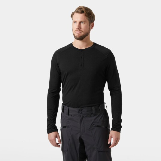 Helly Hansen HH Durawool Long Sleeve Henley Herre Svart L
