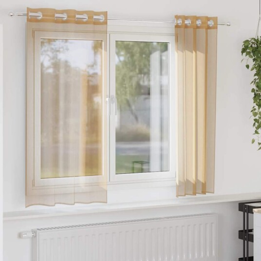 Voilegardiner med grommets 2 stk sand 8721158551351
