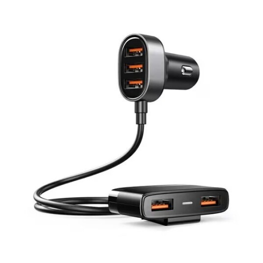 Joyroom JR-CL03 5-ports USB Hurtiglader med forlengelseskabel Svart