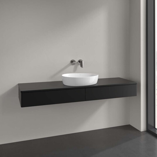 Villeroy & Boch Antao Servantskap med 2 skuffer 160x50x19 cm m/lys Sort Matt Villeroy & Boch Antao Servantskap med 2 skuffer 160x50x19 cm m/lys Sort Matt