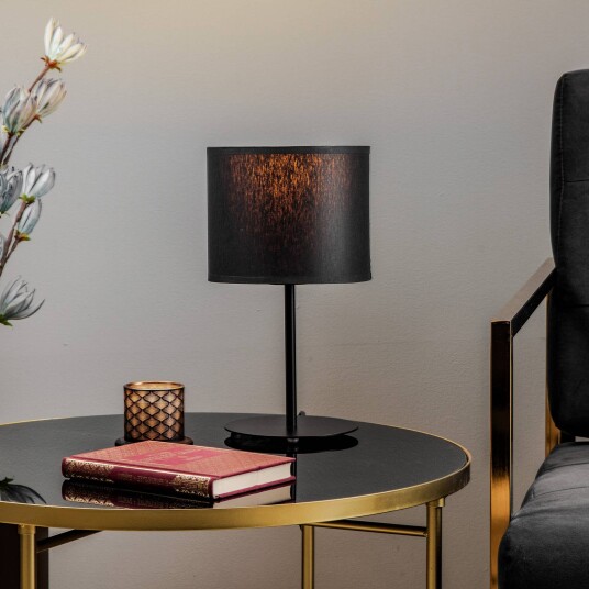 Luminex Bordlampe Soho sylindrisk høyde 34 cm blå/gull