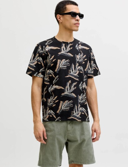 Jack & Jones Jormontauk Aop Tee Crew Neck Black XS