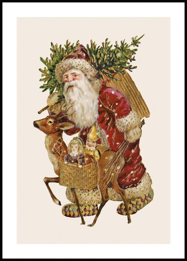 Vintage Santa with Christmas Tree Plakat Plakat / 70x100cm