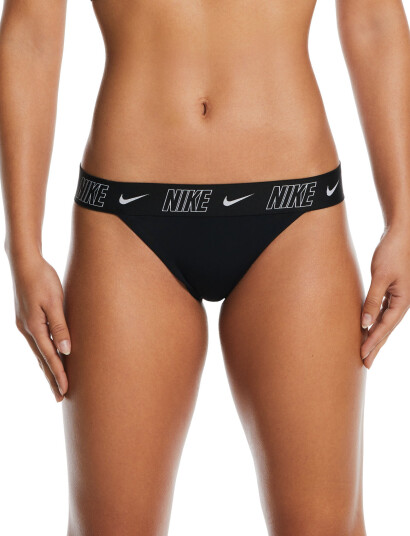 NIKE SWIM Nike Logo Tape Banded Bikini Bottom - Black - L NIKE SWIM Nike Logo Tape Banded Bikini Bottom - Black - L
