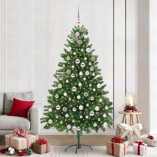 Juletre med 300 LED med stativ grønn 210 cm PE