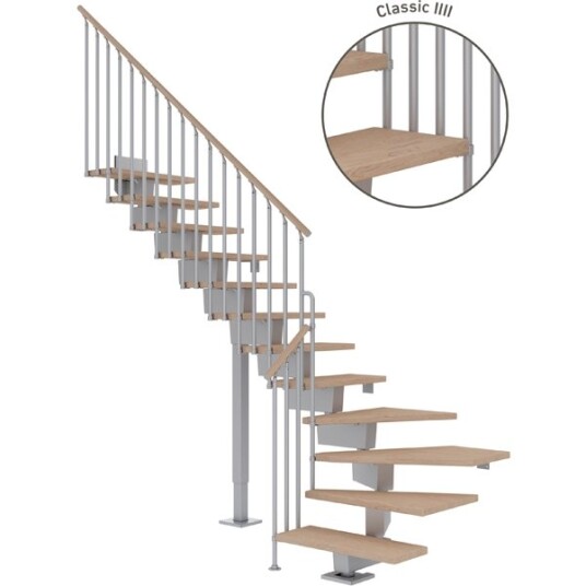 Dolle Dubai L trapp I Pearl Grey classic Iiii hvitoljeret Eik 80 11 Loddret Høyde 204 252cm