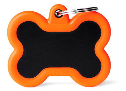 Myfamily Hushtag Collection Id Tag-Aluminium Med Plast Kant Sort/Orange
