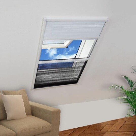 Plissert insektskjerm for vindu aluminium 80x120 cm solskjerm