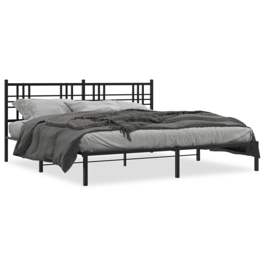  Sengeramme i metall med sengegavl svart 193x203 cm 8721012372948