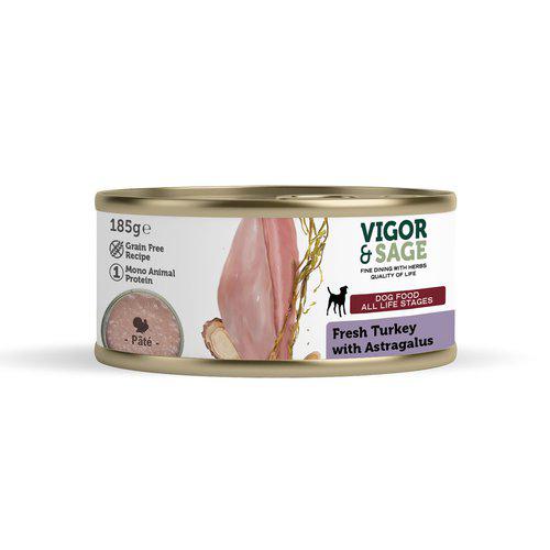 Vigor & Sage Fresh Turkey & Stragalus VåtfÃ´r Hund 185g