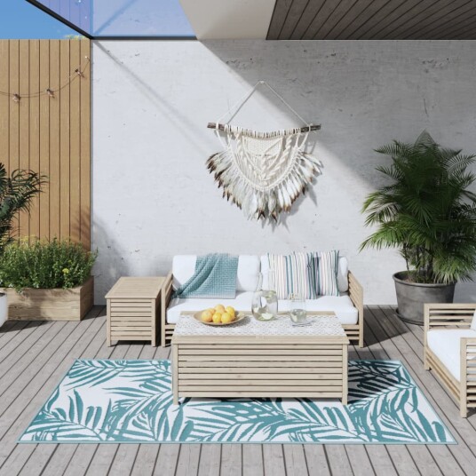 vidaXL Uteteppe aqua og hvit 100x200 cm